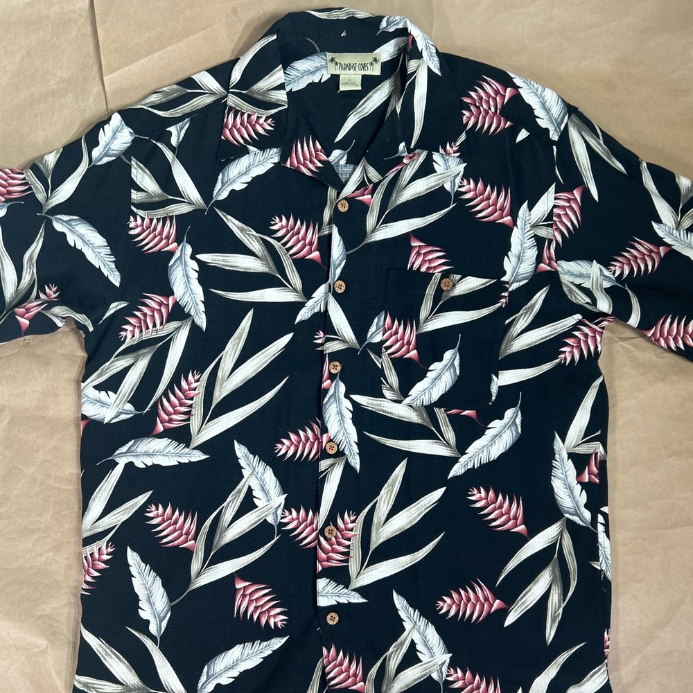 Men's Paradise Cove Black Floral Silk Shirt
